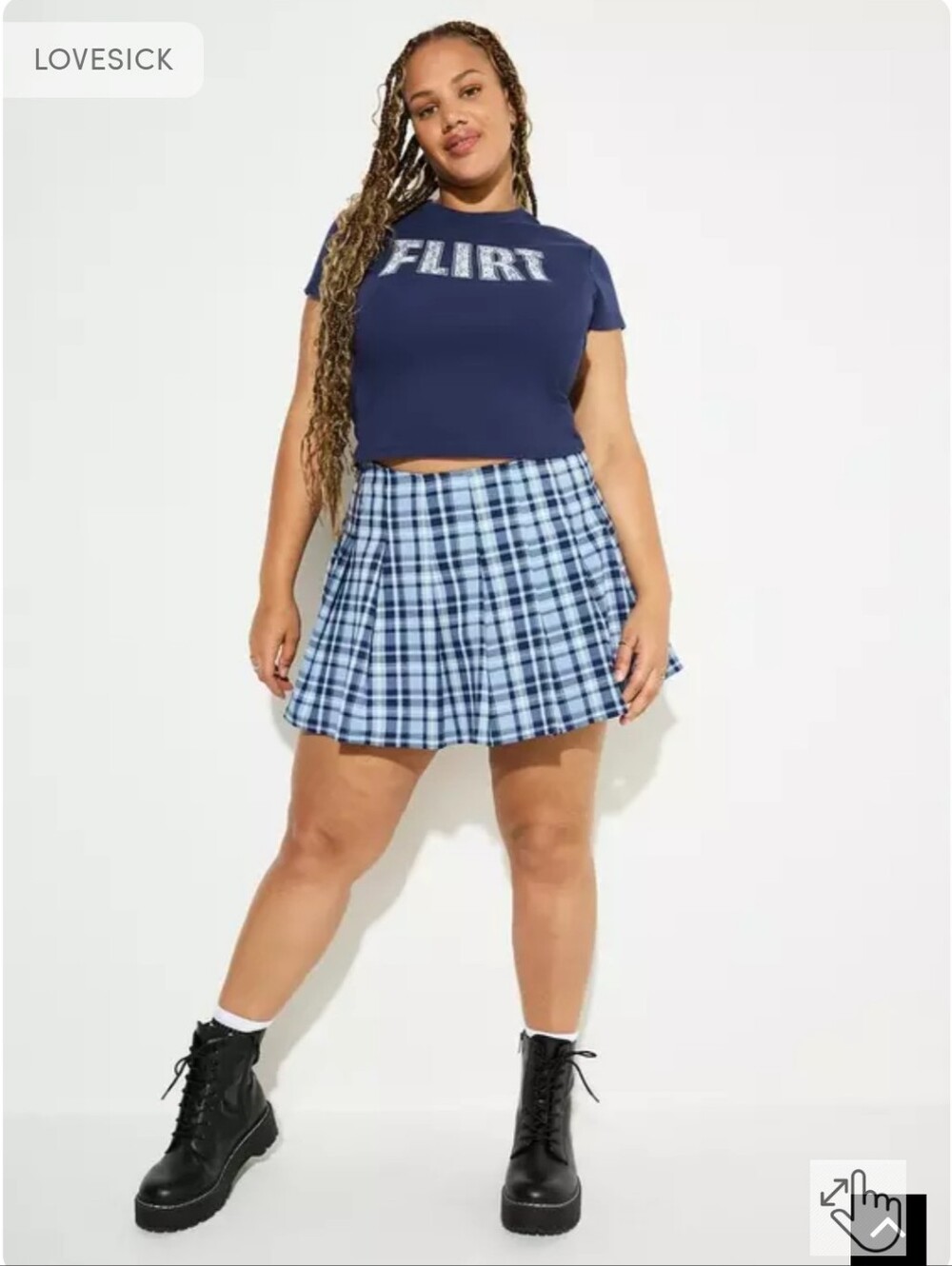 Torrid Lovesick NEW Plus Size 0X: Light Blue & Navy Plaid Pleated Mini SKORT